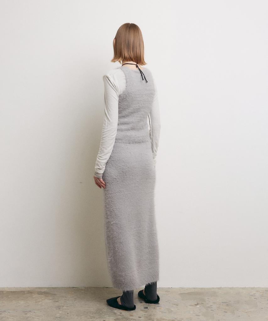Loutaideu Hairy Sleeveless Knit Top [Grey]
