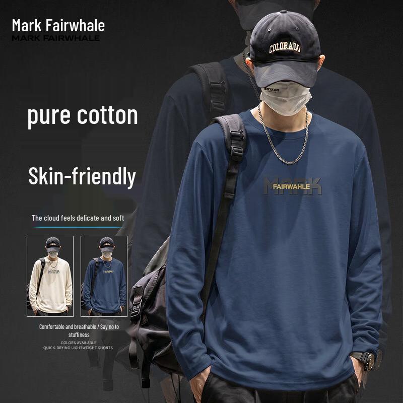Mark Fairwhale Men's Pure Cotton Long Sleeve Crew Neck T-Shirt