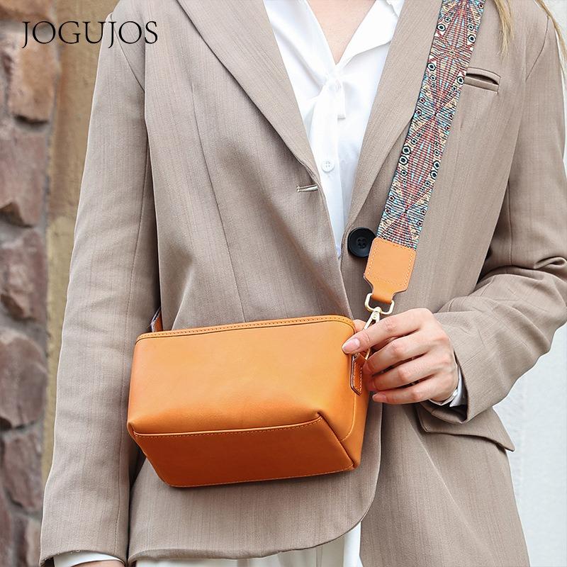 JOGUJOS new leather shoulder bag large capacity horizontal shoulder satchel high sense women's messenger shoulder bag