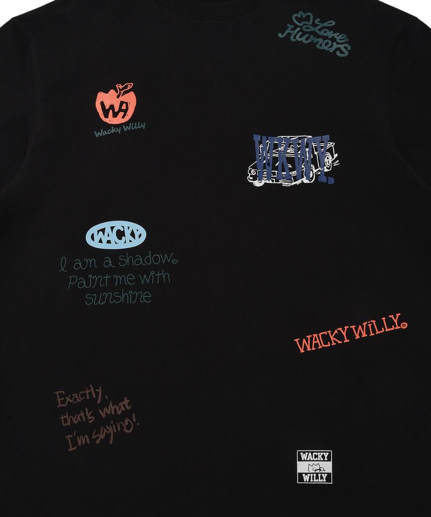WACKY WILLY Multi-Graphic Short Sleeve T-Shirt Black