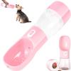 Protable Dog Cat Water Bottle For Walking/Hiking/Travel, Pets Outdoor Drinking & Feeding Dispenser (Pink)