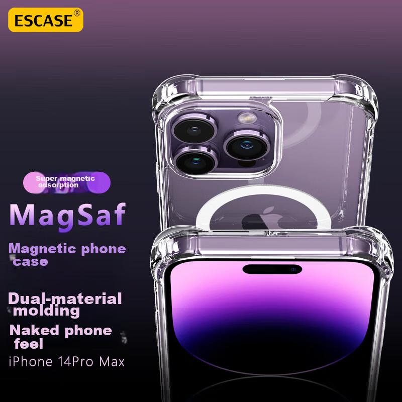 ESCASE IPhone 14 Pro Max Case with MagSafe Magnetic Charging, Ultra-Thin Airbag Shockproof Clear Protective Cover for Men And Wome