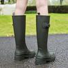 Rain shoes women's fashion versatile outer wear adult tall rain boots knight boots waterproof and non-slip long water boots