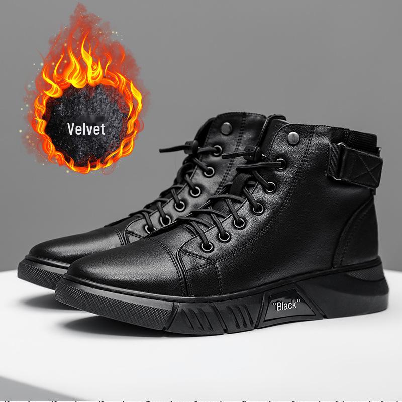 

Новые зимние мужские британские кожаные ботинки Martin: Модная повседневная обувь с высоким берцем и трендовой рабочей обувью Size 38