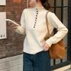 Women's Half-Open High-Neck Knit Top: Elegant and Versatile Base Layer or Outerwear for Autumn/Winter.