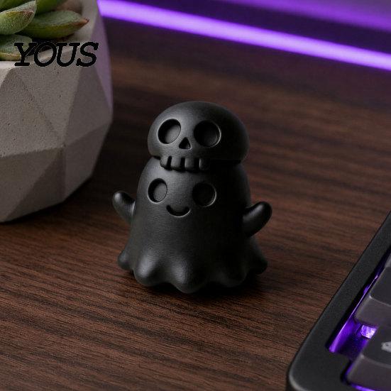Decorative Ghost Sculpture 3D Printed Skull Figurine, Spooky Gothic Statue, Mini Ornament Cartoon for Table Centerpiece Shelf Desk Decor