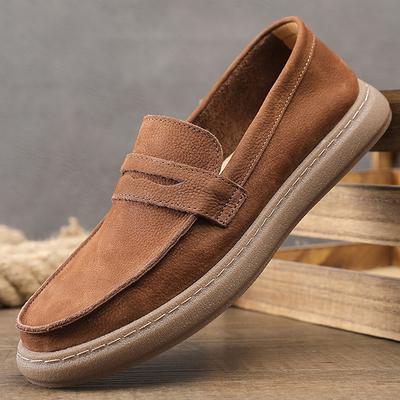 Coffee Genuine Leather Men Casual Shoes Italian Mens Loafers Moccasins Breathable Male Driving Shoes Daily Office Formal Shoes