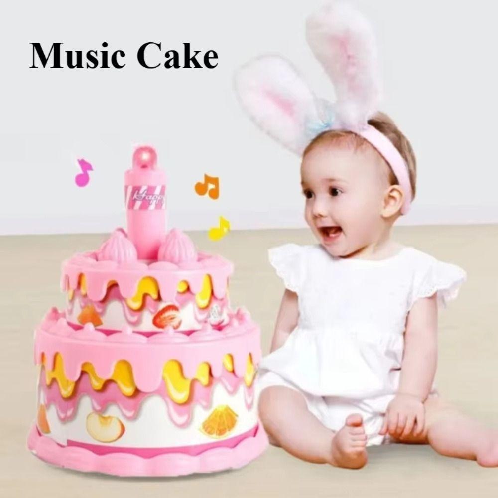Topmix Pink Pretend Play Birthday Cake Toy Early Education With Light Pretend Play Set Kawaii Role Play Princess Tea Time Toy Children's Toy