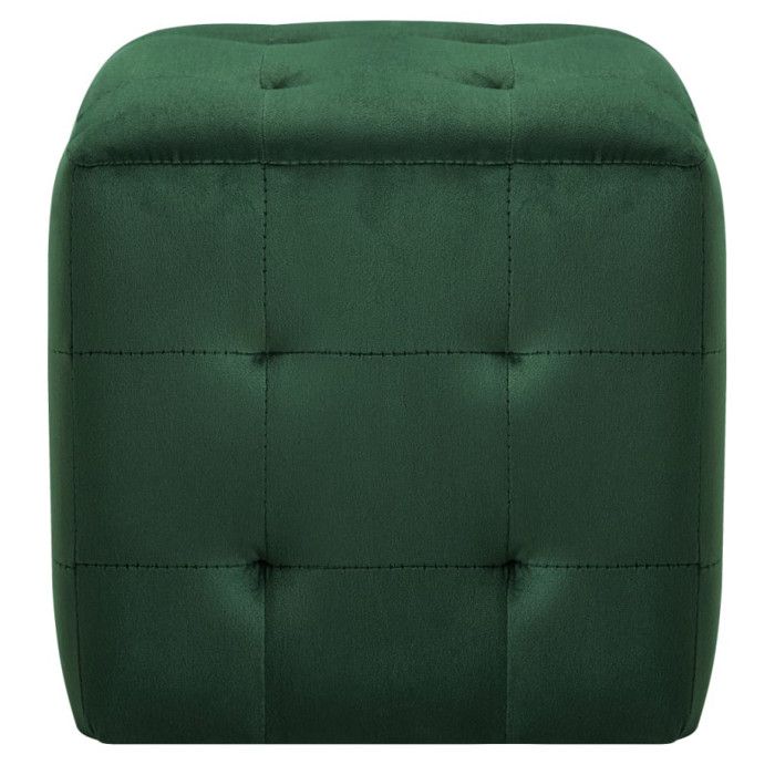 VidaXL 2 Pcs Poufs Green 30 X 30 X 30 Cm Velvet Fabric
