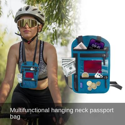 Çok fonksiyonlu Halter Boyun Pasaport Çantası Seyahat Taşınabilir Uçak Bileti Belge Koruyucu Kapak Belge Çantası Kart Tutucu Telefon Çantası
