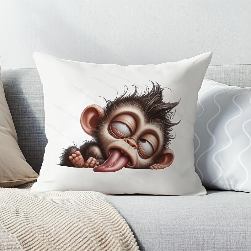 1Pc Fun Monkey Square Cushion Covers Living Room Print Cozy Chair Pillowcase Bedroom Sofa Pillow Covers Home Decor