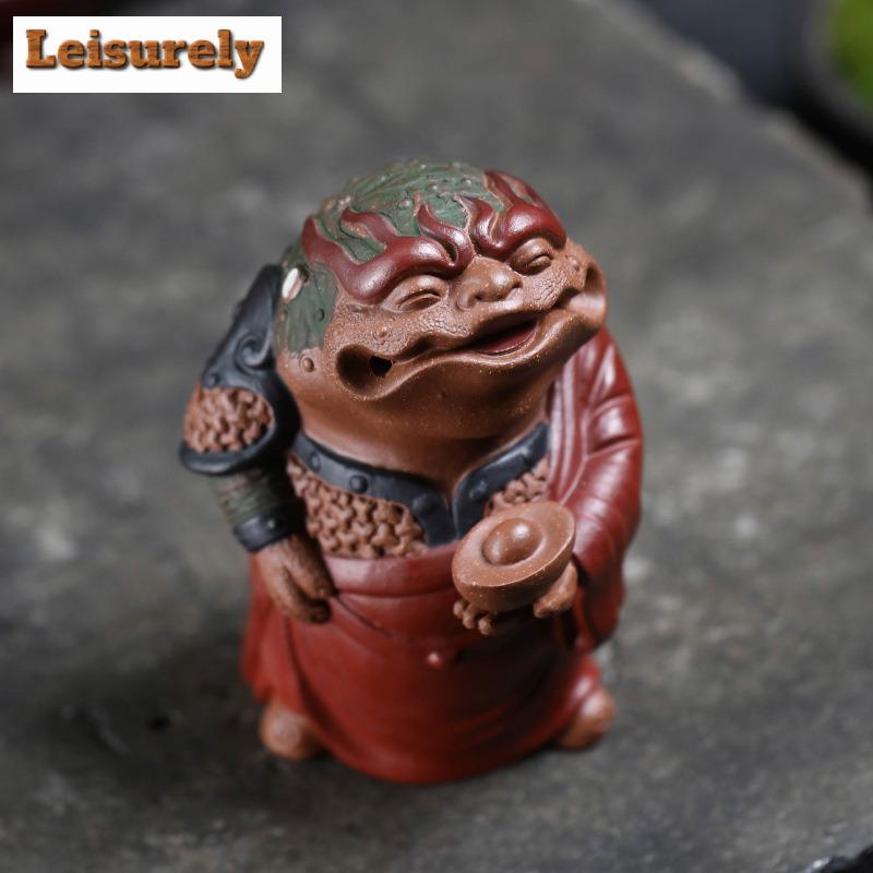 Yixing Purple Clay Wealth Ingot Golden Toad Pixiu Tea Pet Antique Tea Games Tea Figurine Play Toys Tea Statue Ornaments Gift
