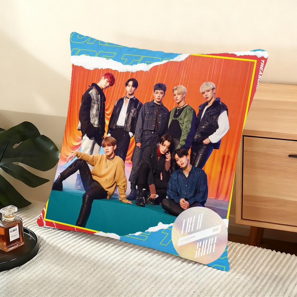 Ateez Album Cushion Cover Silky Short Plush Home Sofa Cushion Cover - Invisible Zipper Home Decoration