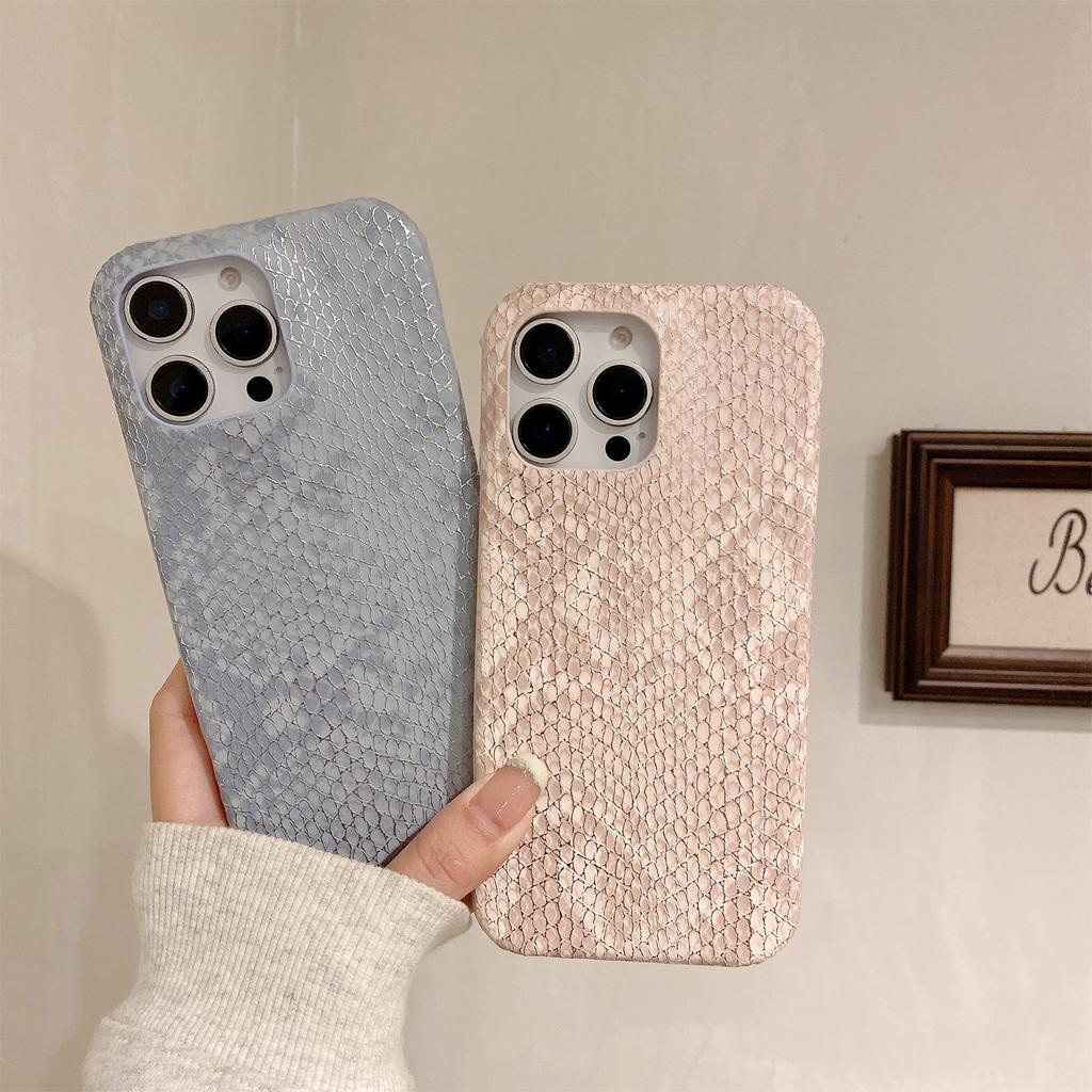 For iPhone 16 Pro Max Case Gold Thread Lacquered Snake Texture PU+PC Phone Back Cover