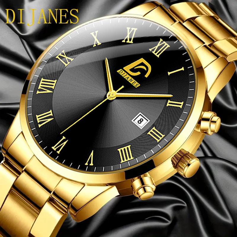 

Модные мужские повседневные часы с календарем, деловые кварцевые наручные часы из нержавеющей стали для мужчин, лучшие подарки для него