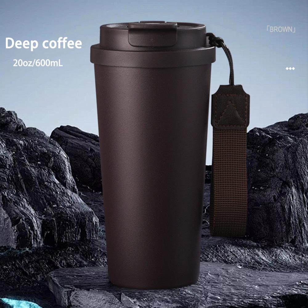 600ml Insulated Coffee Tumbler Double Wall Stainless Steel Thermos Flask with Lid Portable Travel Mug for Car School Gym