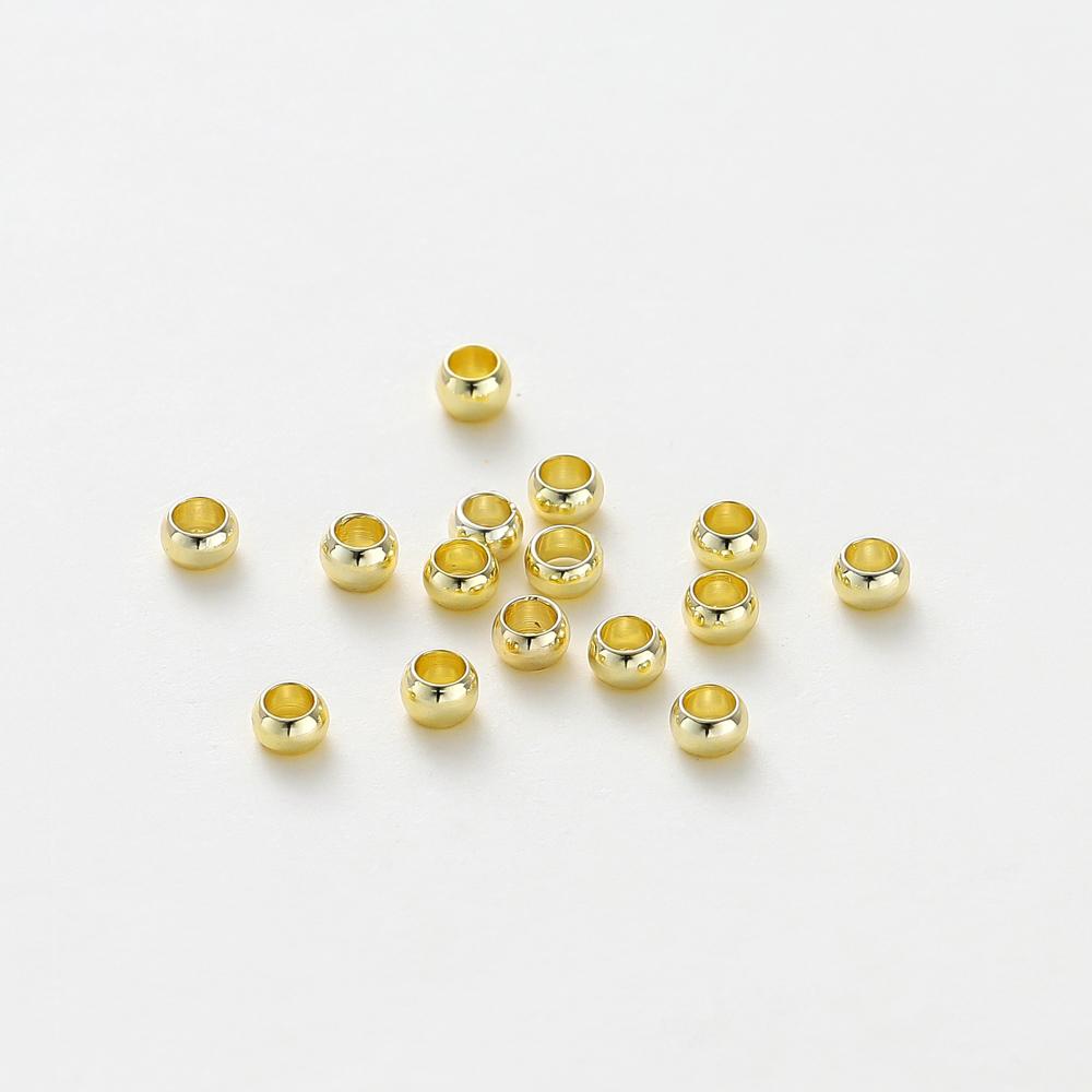 100Pcs/lot 1.5/2/2.5/3mm 14K/18K Gold Color Plated Brass Positioning Beads for DIY Bracelet Necklace Jewelry Making Accessories