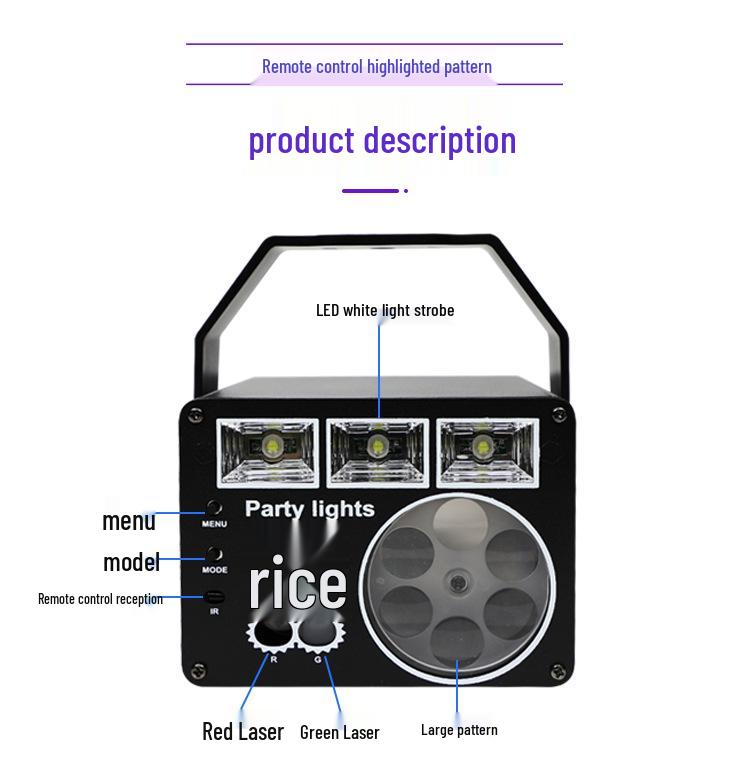 2026 Honeycomb Mini Laser Stage Light: Three-in-One with Dazzling Patterns, Seven-Color KTV and Strobe Effects
