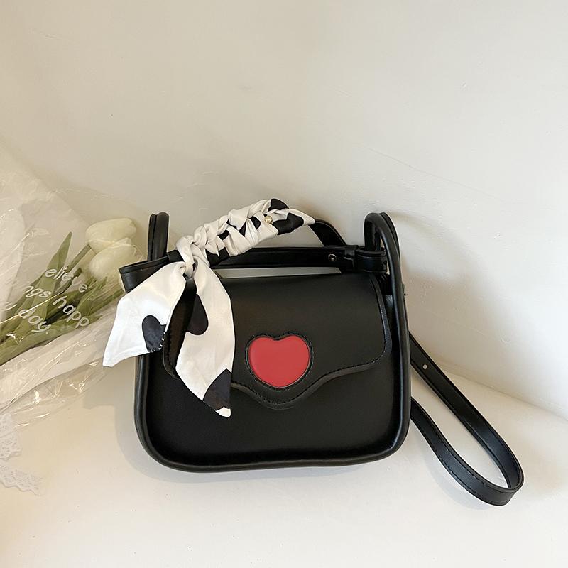 

Женская сумка через плечо с принтом в виде сердца, легкий кошелек из ПУ с бантом для шарфа и магнитной застежкой, сумка через плечо для повседневных вещей первой необходимости