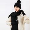 Elastic Scarf and Hat Set Warmer Mittens Pullover Cap Fashion Knitted Scarf  Outdoor