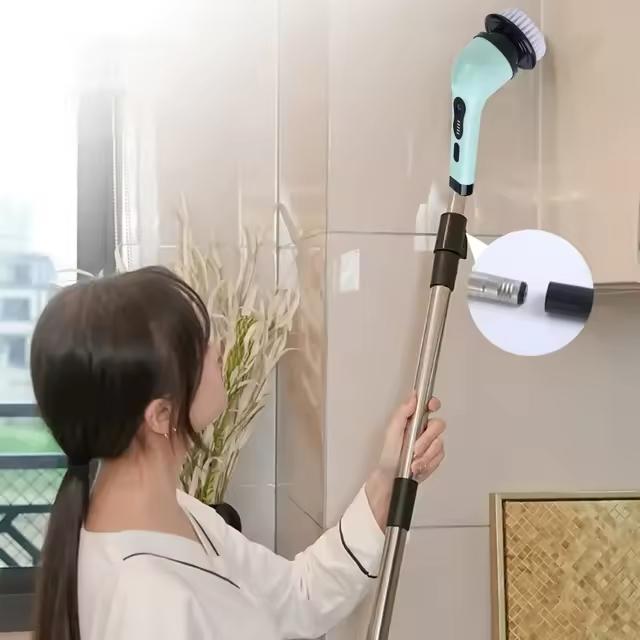 9in1 Electric Washer Cordless Electric Cleaning Brush Cleaning Bathroom Long Handle 9 Brush Heads Electric Rotating Washer 39-120cm