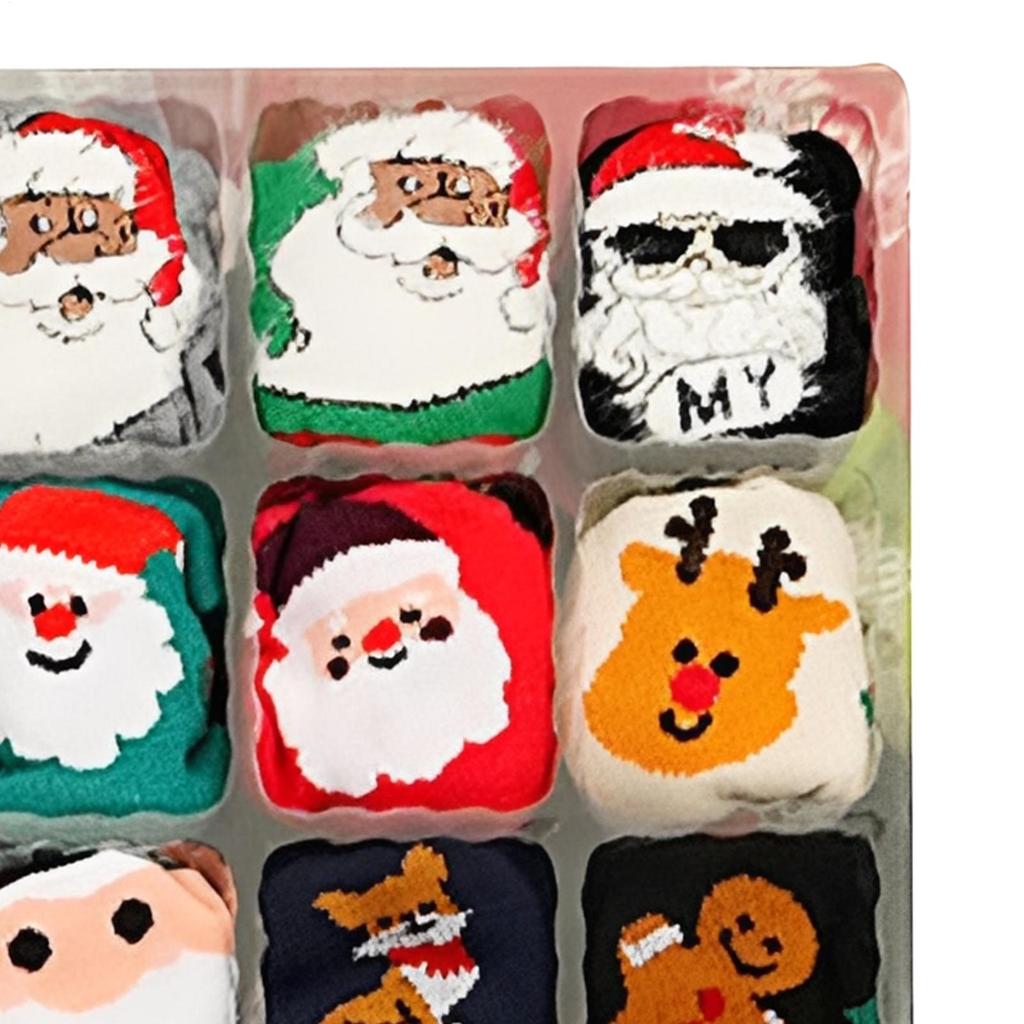 Christmas Advent Socks 24 Days Advent Countdown Calendar 12 Pairs of Soft Crew Socks for Women Men Adults Teens Holiday