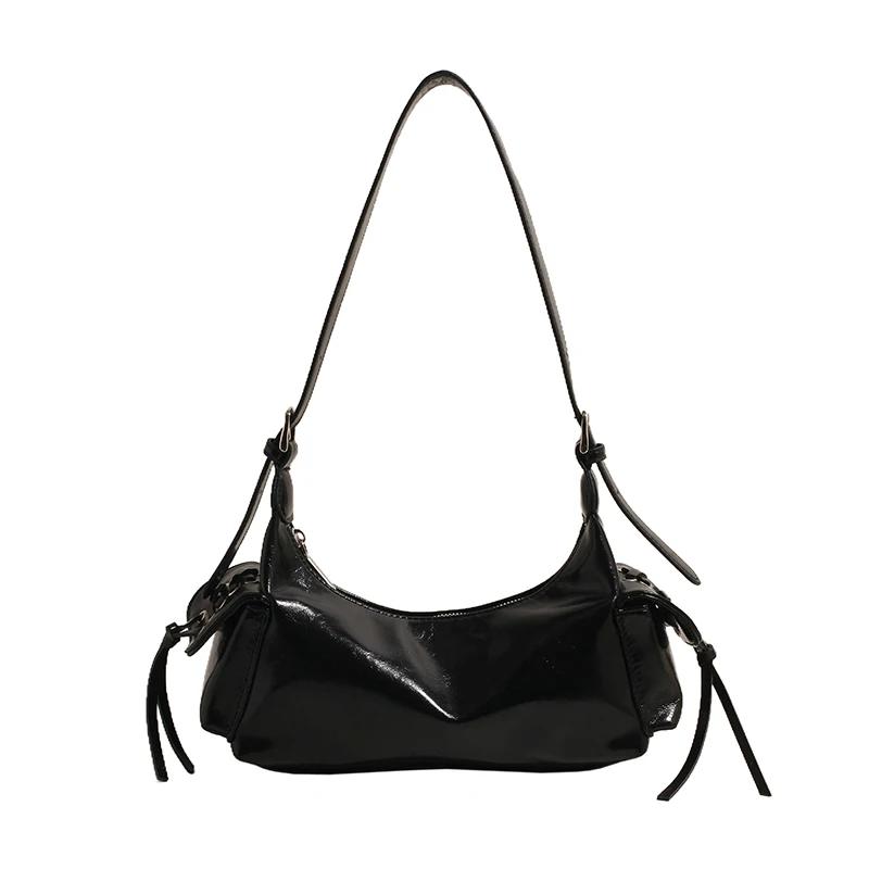 Monochromatic PU Shoulder Bag Zipper High Aesthetics Elegant Bag Soft Simple Versatile Crossbody