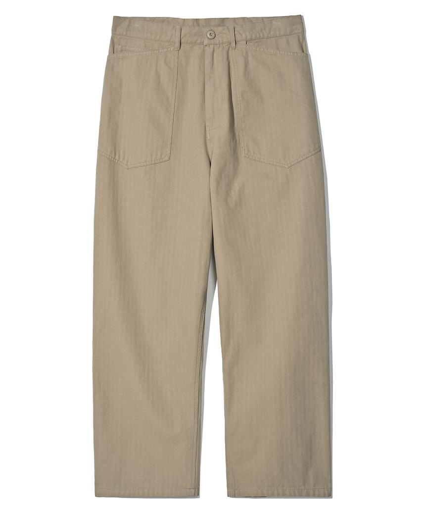 PARTIMENTO Herringbone M-35 Pants Beige