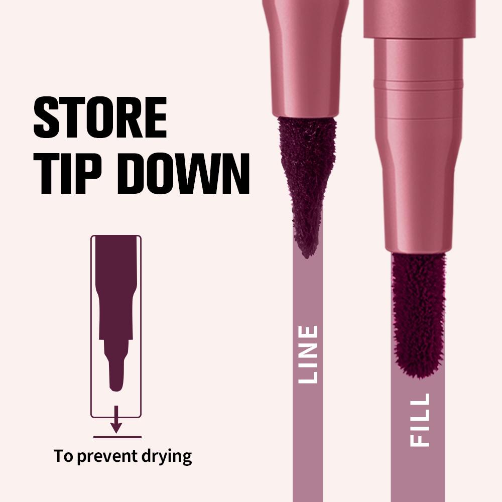 Lakerain Contorno Labbra Tinta Labbra Penna Anti-macchia Non Si Attacca alla Tazza Labbra Idratanti Trucco Labbra Cosmetico 2-in-1 Tinta Labbra & Matita