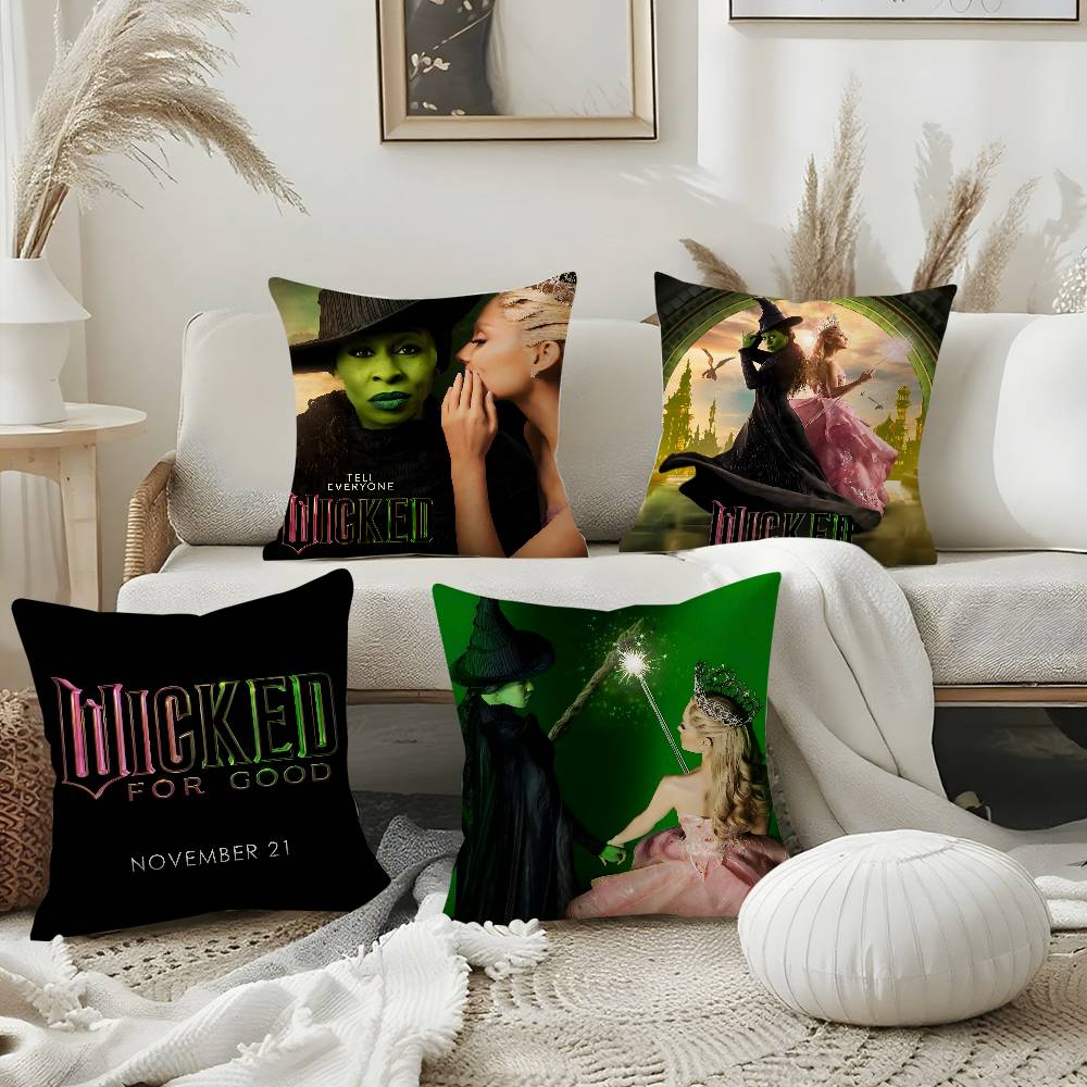 W-Wicked Part One Movie Pillow Case Home Dorm Chair Back Short Plush Double-Sided Printing Office Nap Time Cushion Cover