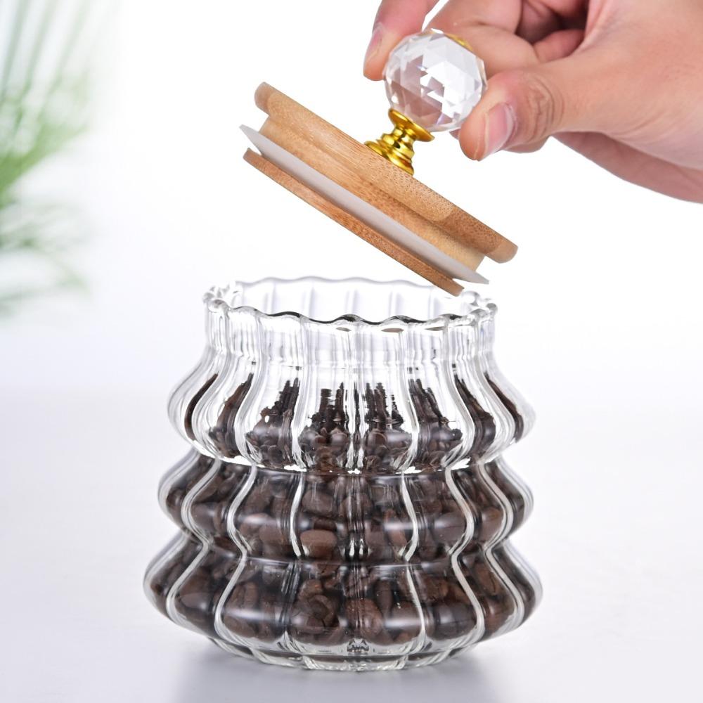 Striped Pattern Tea Sealed Jar Transparent Grains Jar Simple Kitchen Storage Bottle Candy
