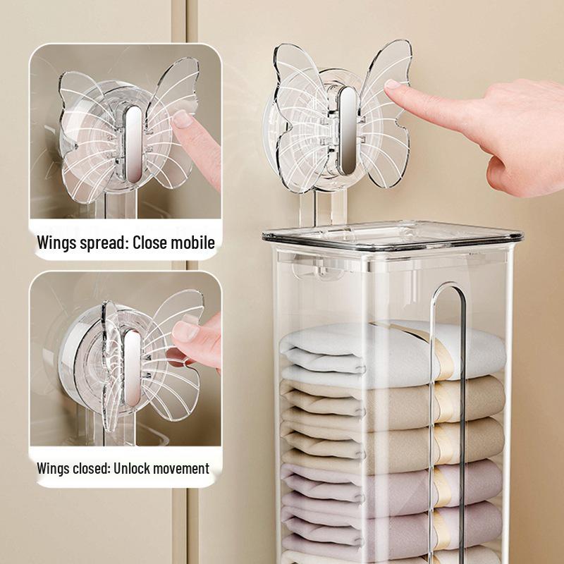 Suction Cup Wall-Mounted Underwear Organizer with Lid - Large Capacity Drawer for Socks