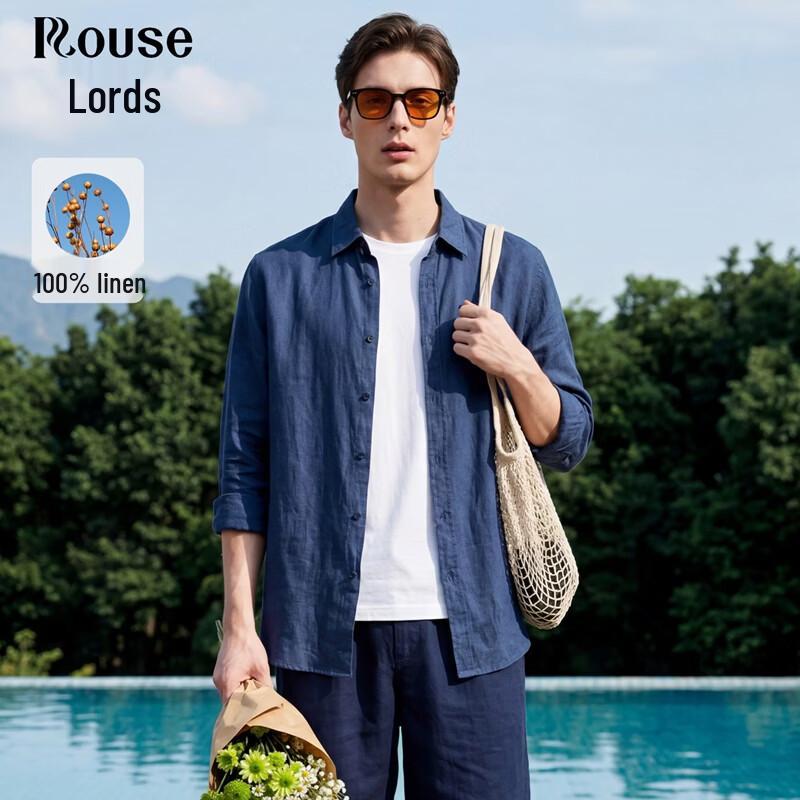 Men s 100% Linen Long-Sleeve Business Casual Shirt S