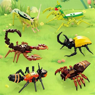 Moc Model Zwierzęcia Owada Pszczoła Mrówka Motyl Świerszcz Konik Polny Zestaw Klocki Konstrukcyjne DIY Puzzle Dla Dzieci Montaż Zabawki Chłopiec Dziecko Prezent