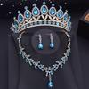 15 Colors Bridal Jewelry Sets for Women Wedding Crown Earrings Tiaras Set Necklace Bride Crown Jewelry Set Costume Accessory
