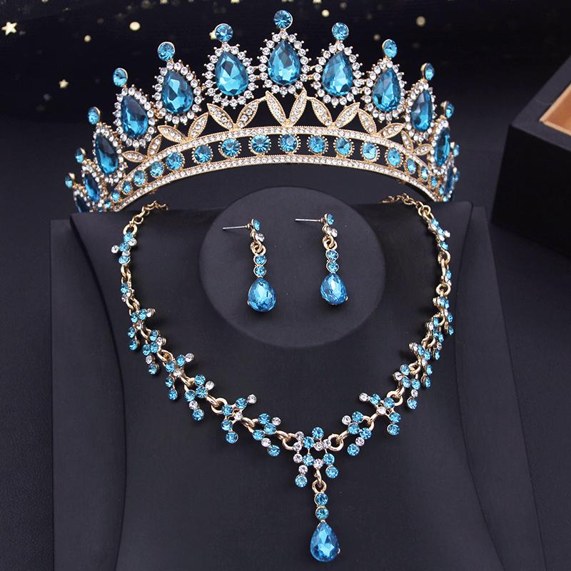 Princess Bridal Tiaras Jewelry Sets for Women Crown and Earring Necklace Set Birthday Party Wedding Jewelry Bride Accessories