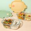 New Glass Cover Office Workers Lunch Boxes Chinese 900~920ml 2~3 Compartments Frigde Sealed Crisper Microwave Oven Heating Box