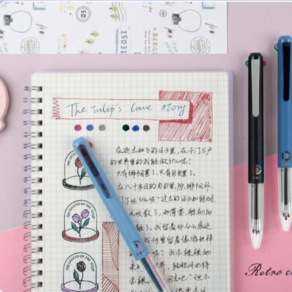 6 Stück 0,5 mm Mehrfarbiger Stift 3-in-1 Kugelschreiber Tragbare Krankenpflegestifte für den Studentengebrauch