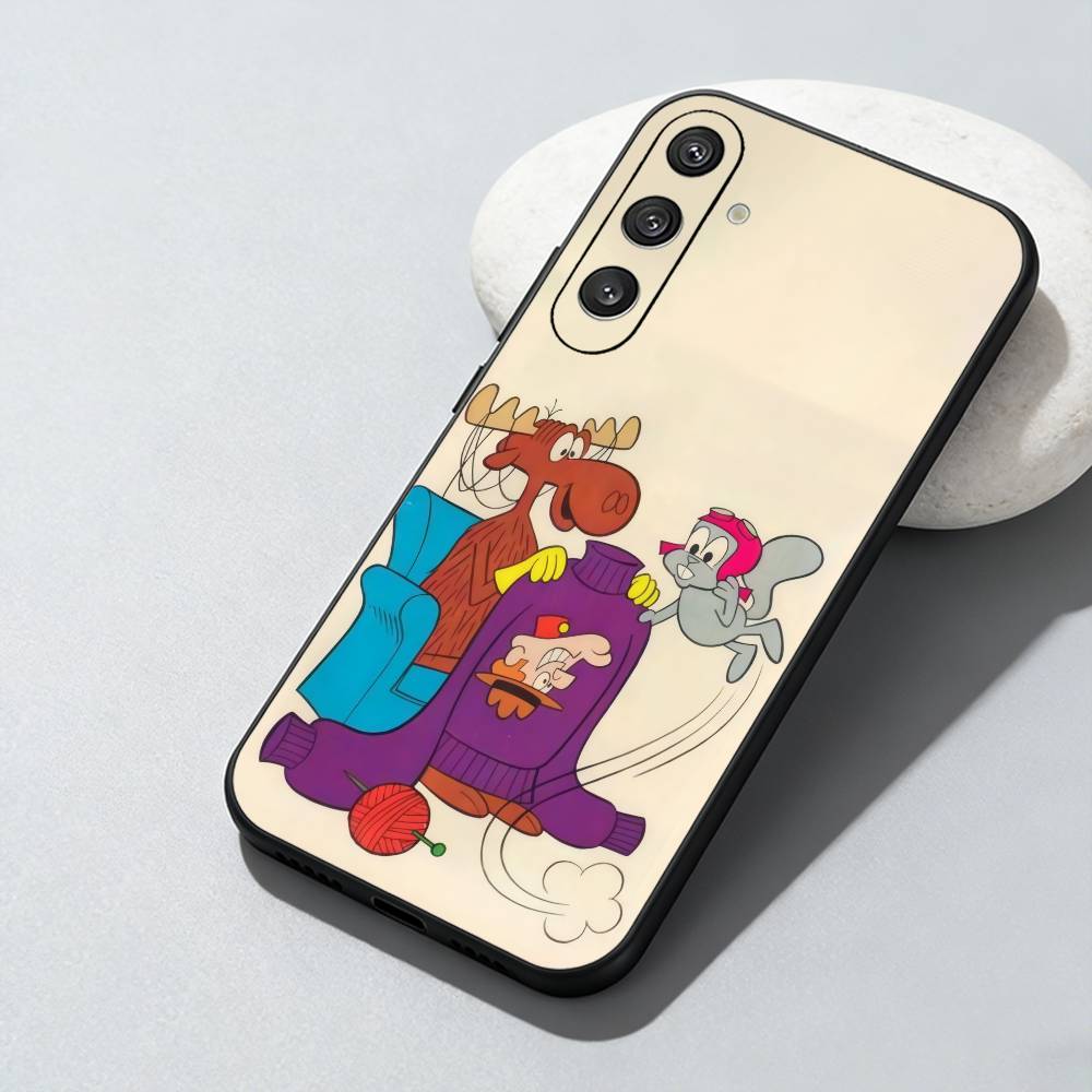 

Cartoon R-Rocky and His Friend B-Bullwinkle Phone Case For Samsung Galaxy A73,A72,A71,A70,A52,A51 Others Soft Black Cover Samsung a73 5g