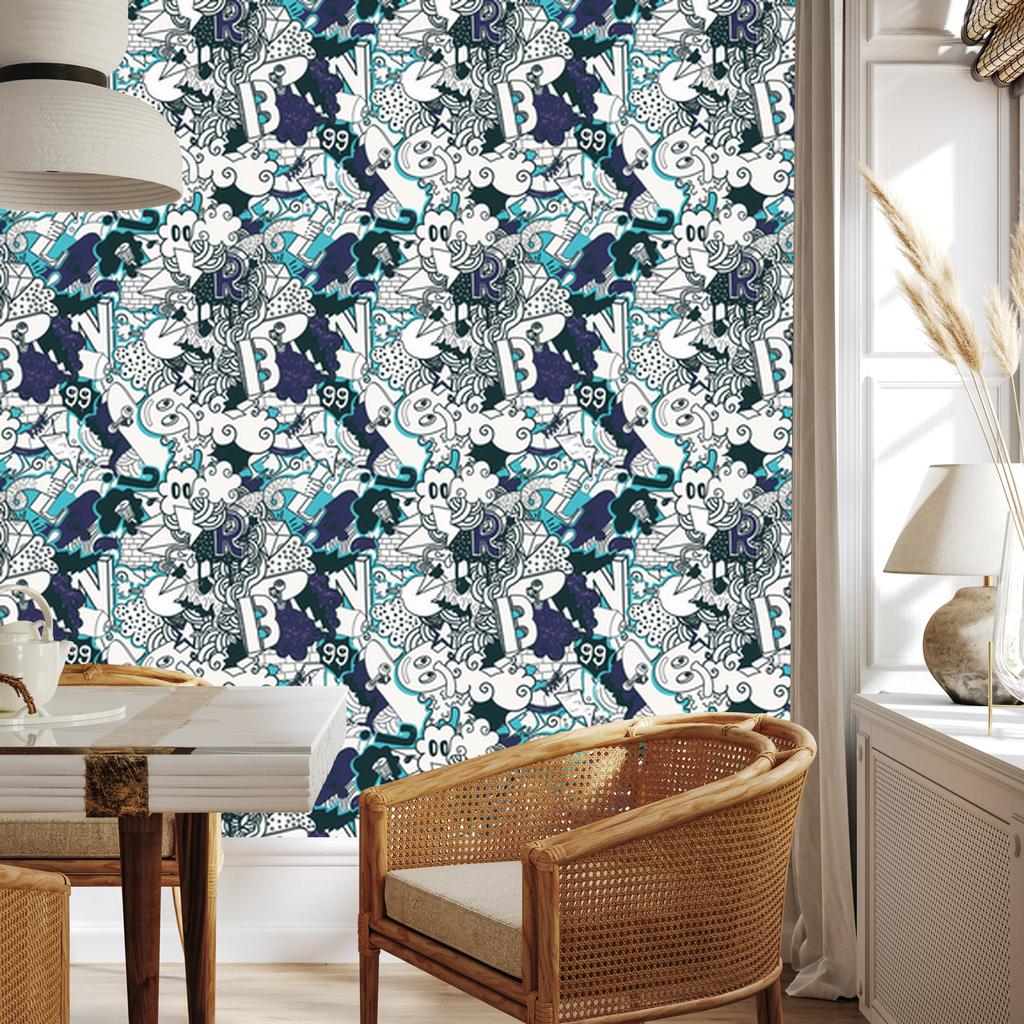 Modern graffiti wallpaper for living room and bedroom 50x1000