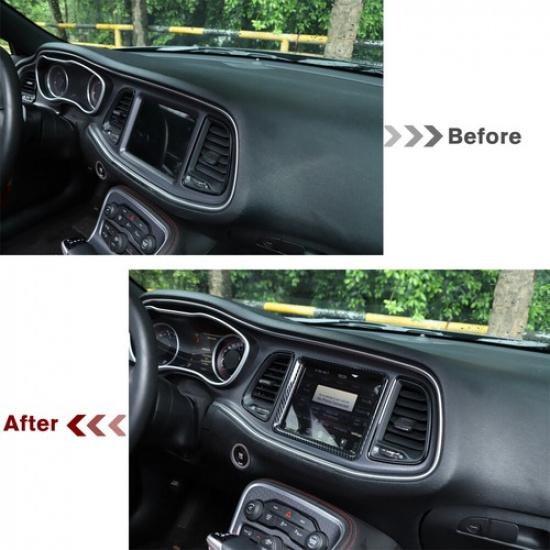 Carbon Fiber For Dodge Challenger 2015+ GPS Navigation Screen Frame COVER Trim