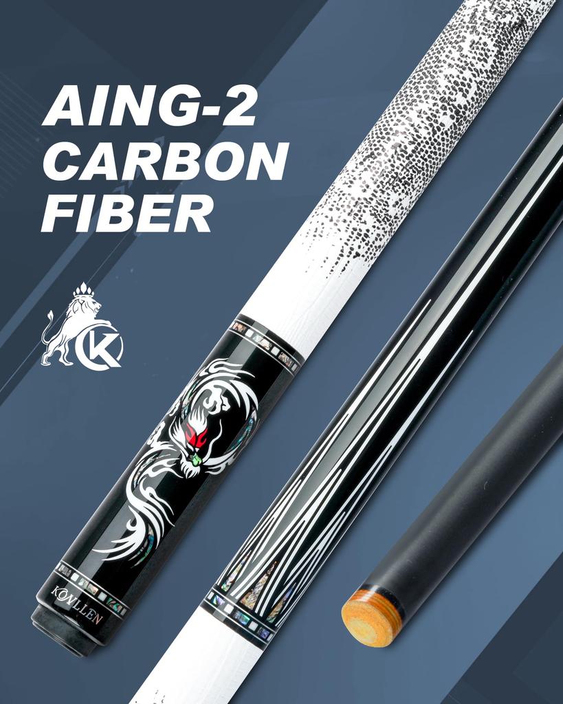 KONLLEN Carbon Fiber Pool Low Handcrafted Inlay Billiard Professional Billiard Pool Cue Stick for Adults Cue, Deflection, Cue, 147cm, 12.5mm,