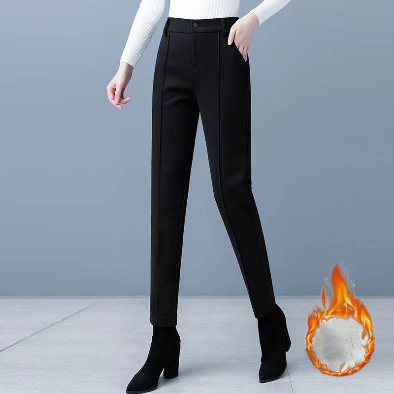 Gyapjúnadrág Női Hárem Ceruzanadrág 2024 Ősz Tél Magas Derék Vastagított Bársony Öltönynadrág Irodai Hölgy Női Nadrág