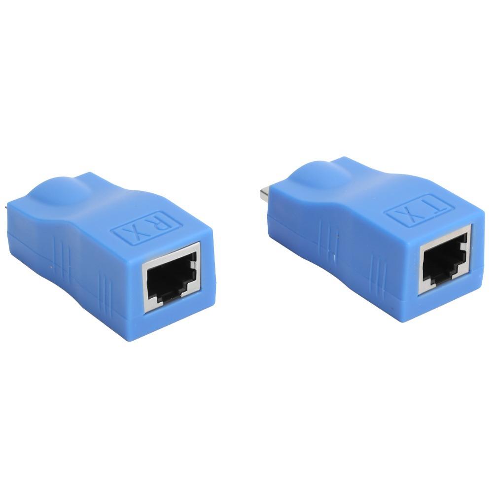 

A Pair of Audio Video Support 4K HD Male to RJ45 Female Extender for Cat-5e/6 for HDTV синій