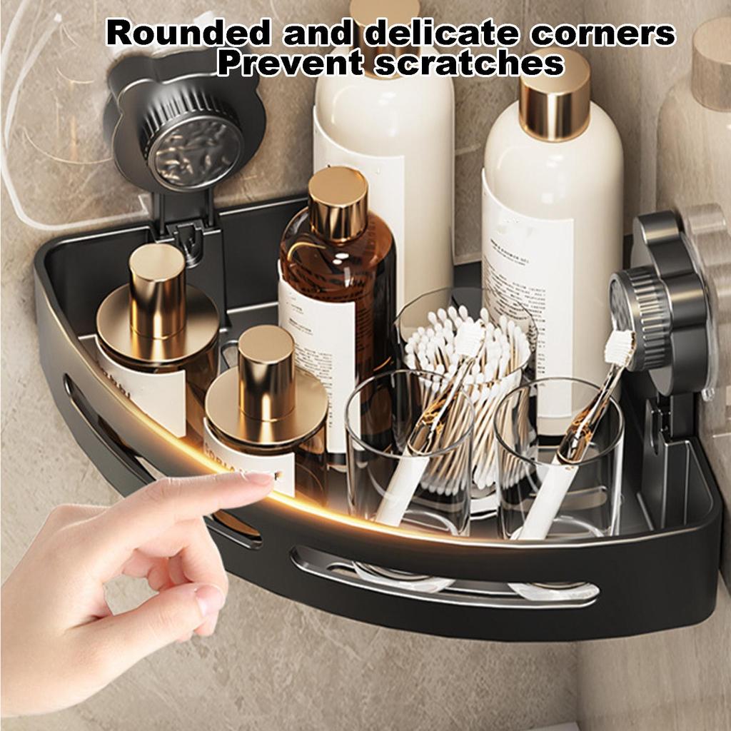 Non perforated suction cup tripod wall-mounted corner storage rack  plastic  shampoo and cosmetics storage rack kitchen storage