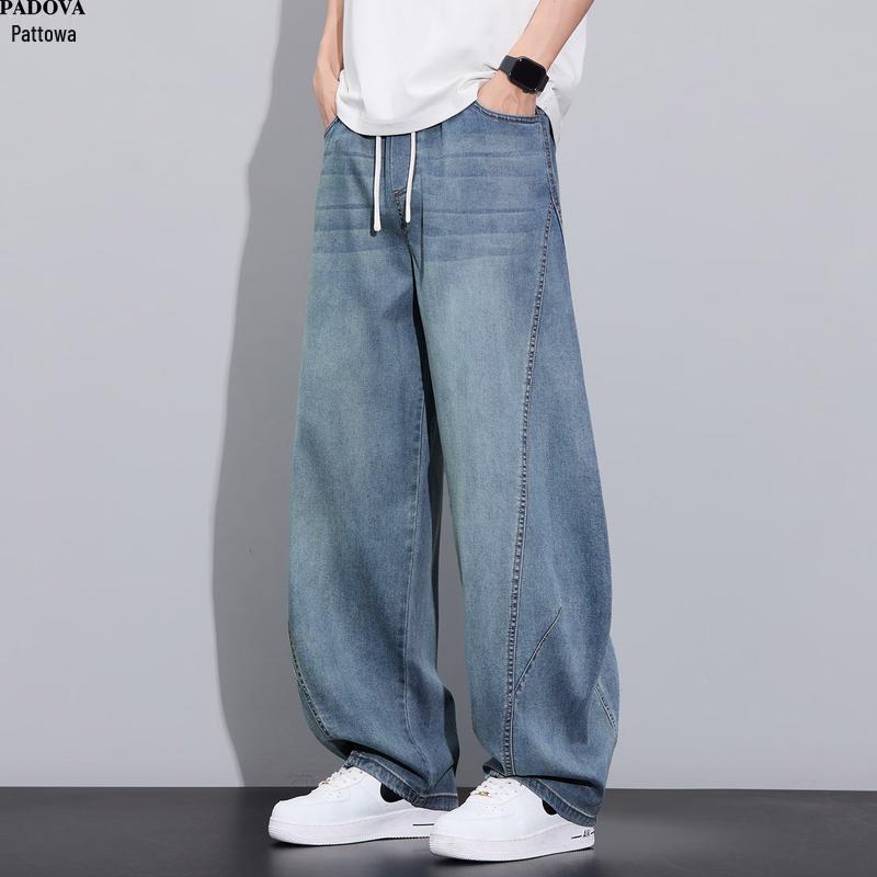 Men s Lyocell Blend Straight-Leg Drawstring Summer Pants S