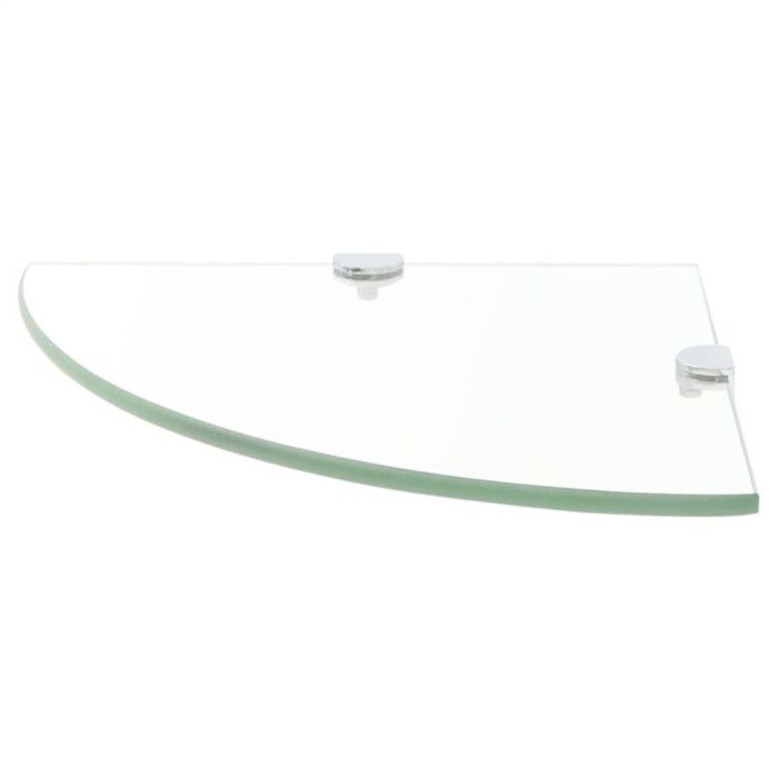 VidaXL Corner Shelves 2 Pcs and Supports Transparent Glass 25x25 Cm