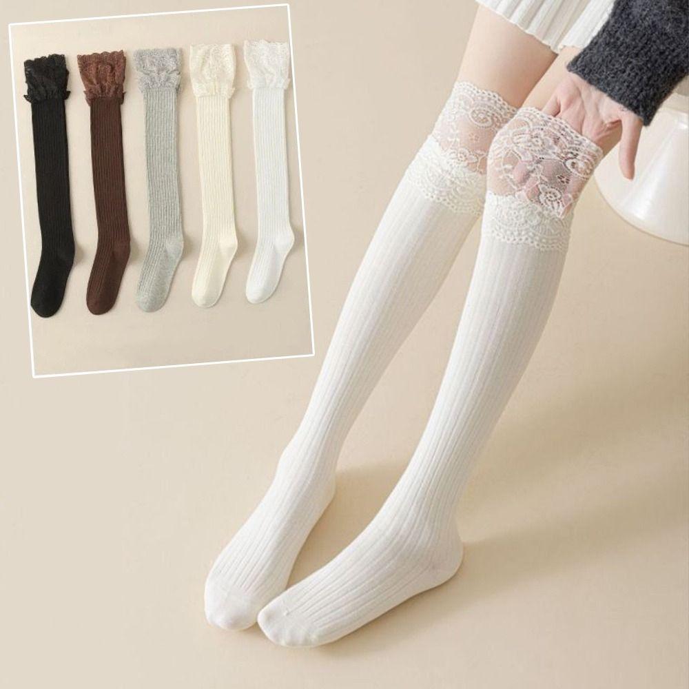 Breathable Women's Long Socks Solid Color Knee High Socks Fashion Girl's Stacked Socks Boot Socks