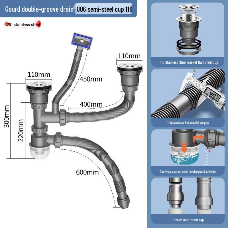 

Kitchen Sink Drainer and Waste Pipe Kit
