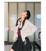 American Retro Casual PU Leather Drawstring Jacket - Autumn 2024, Small Size, Loose Fit, Age-Reducing Design